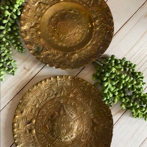 Vintage Mayan brass plates